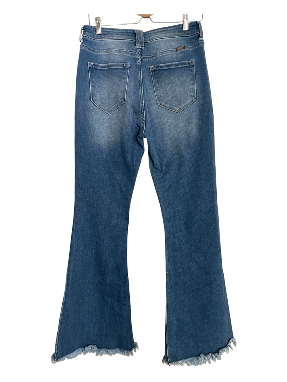 KanCan blue denim jeans w/ button fly & distressed details flare jeans size 11 - Picture 2 of 7